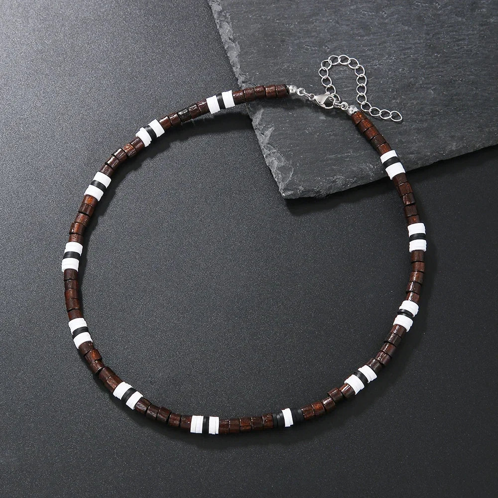 Colar Masculino Tribal com Contas de Madeira – Estilo Africano Vintage Artesanal