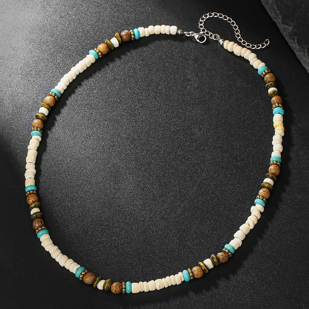Colar Masculino Tribal com Contas de Madeira – Estilo Africano Vintage Artesanal