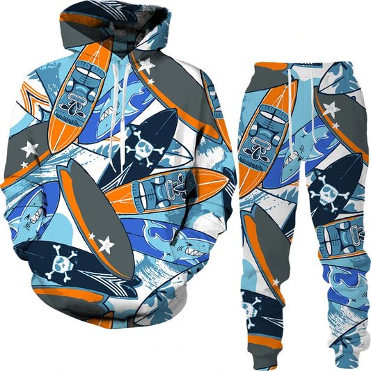 Conjunto “Tribo Urbana” – Hoodie & Calças com Estampa Étnica 3D