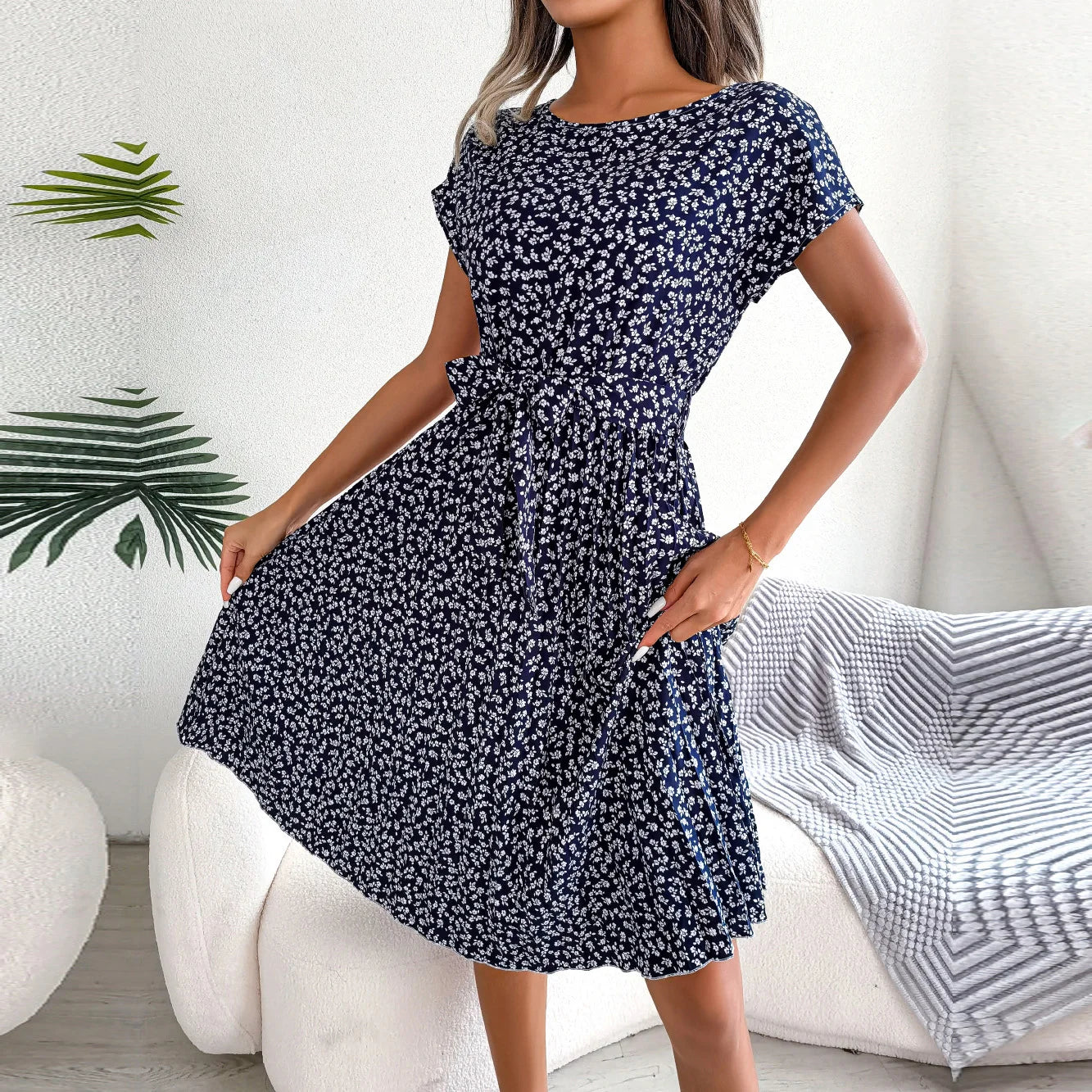 Vestido Aurora Africana – Elegância Floral de Verão