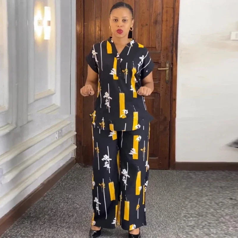 Conjunto “Elegância Africana” – Blusa & Calças com Estilo Tribal