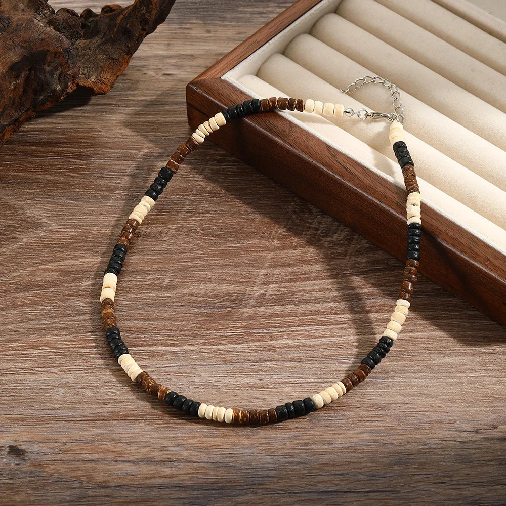 Colar Masculino Tribal com Contas de Madeira – Estilo Africano Vintage Artesanal