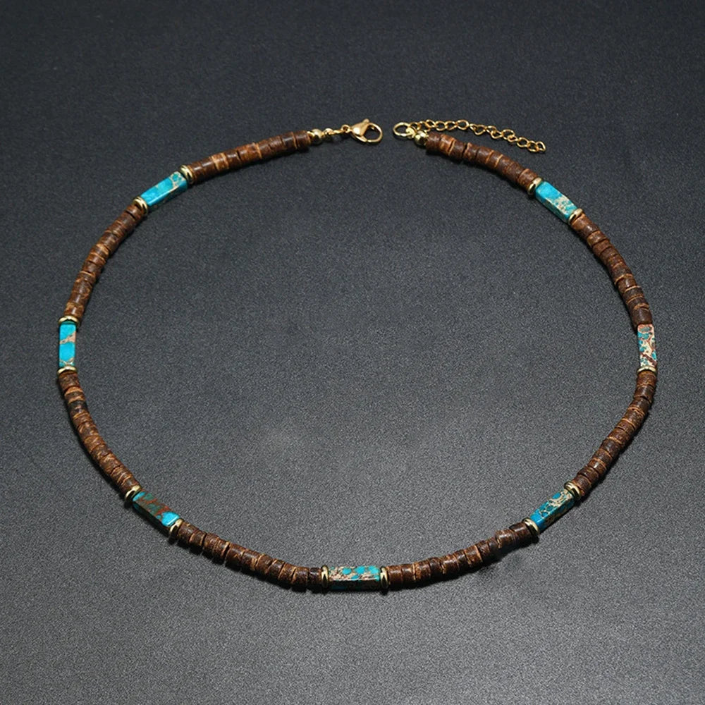 Colar Masculino Tribal com Contas de Madeira – Estilo Africano Vintage Artesanal