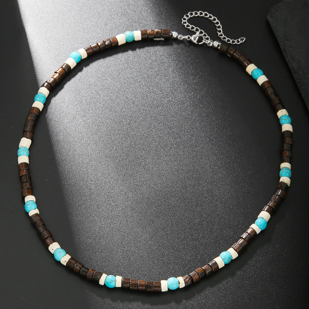 Colar Masculino Tribal com Contas de Madeira – Estilo Africano Vintage Artesanal