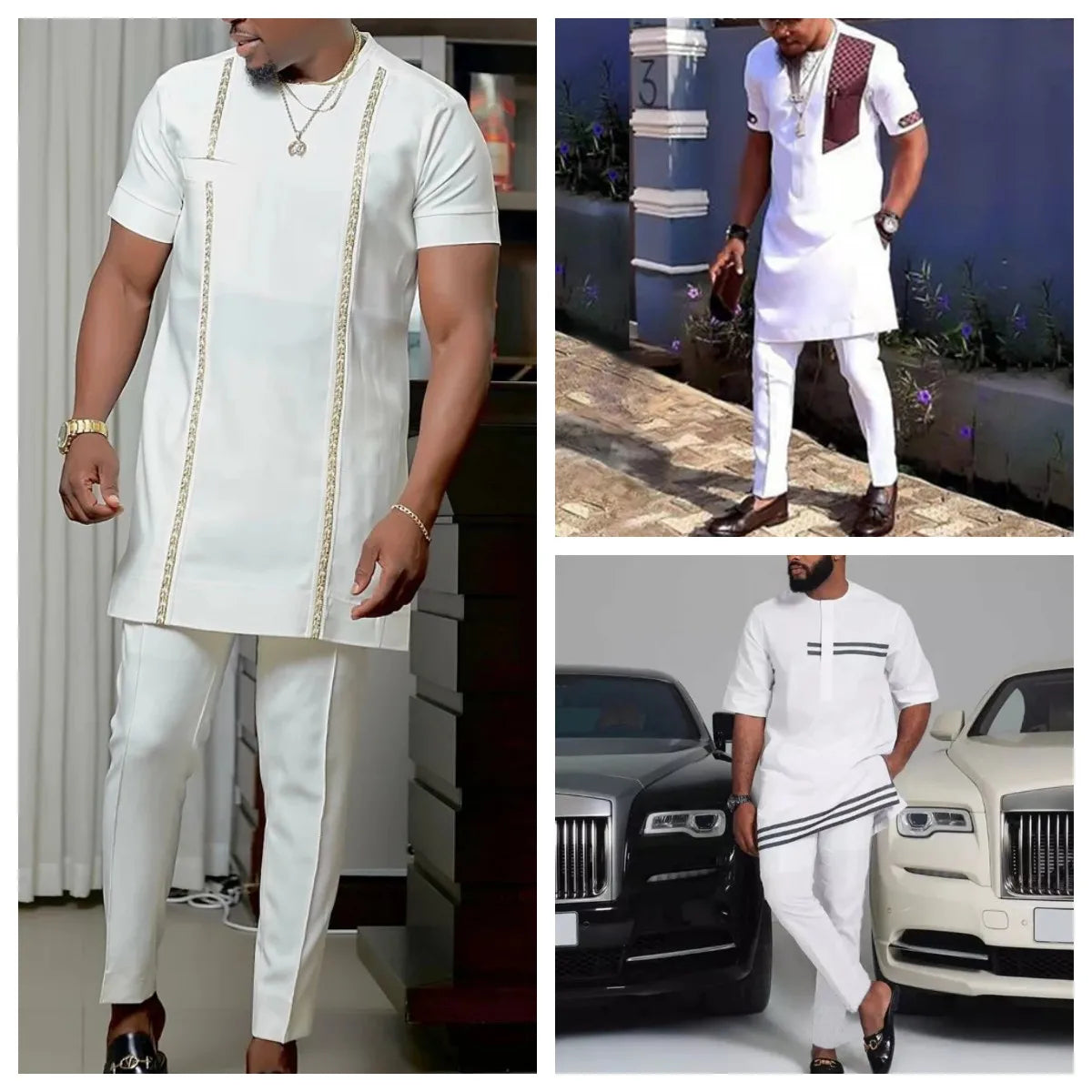 Conjunto Real Kaftan Masculino – Elegância Africana Tradicional (2 Peças)