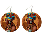 Afro Rainha Earrings – Painted Wood with Ethnic Style 
