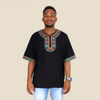 T-shirt Dashikiage Unissexo – Estilo Africano com Bordado Exclusivo