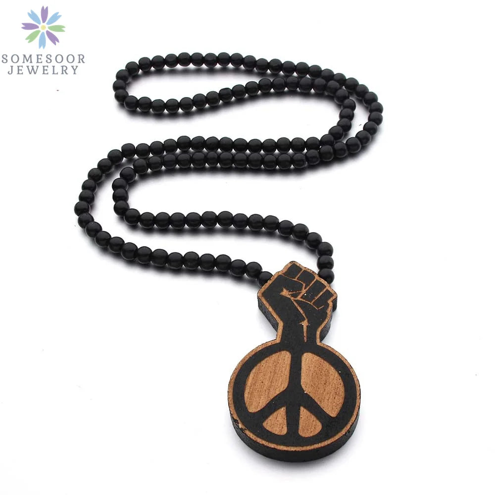 Colar Afro com Contas de Madeira e Pingente do Mapa de África – Estilo e Identidade