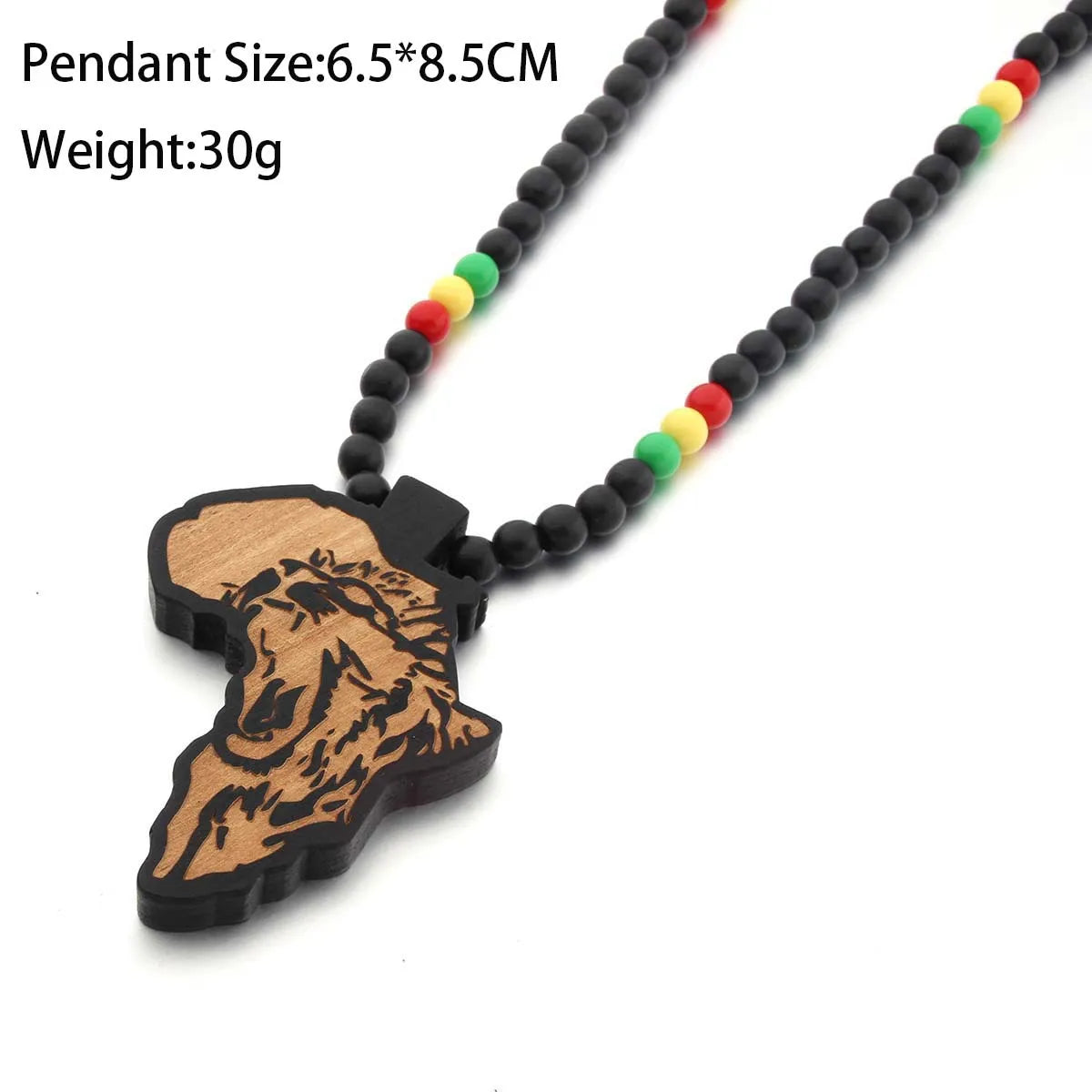 Colar Afro com Contas de Madeira e Pingente do Mapa de África – Estilo e Identidade