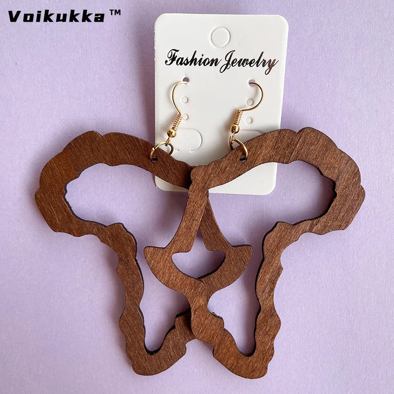 Brincos Mapa de África em Madeira – Identidade & Estilo