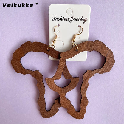 Brincos Mapa de África em Madeira – Identidade & Estilo