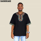 T-shirt Dashikiage Unissexo – Estilo Africano com Bordado Exclusivo