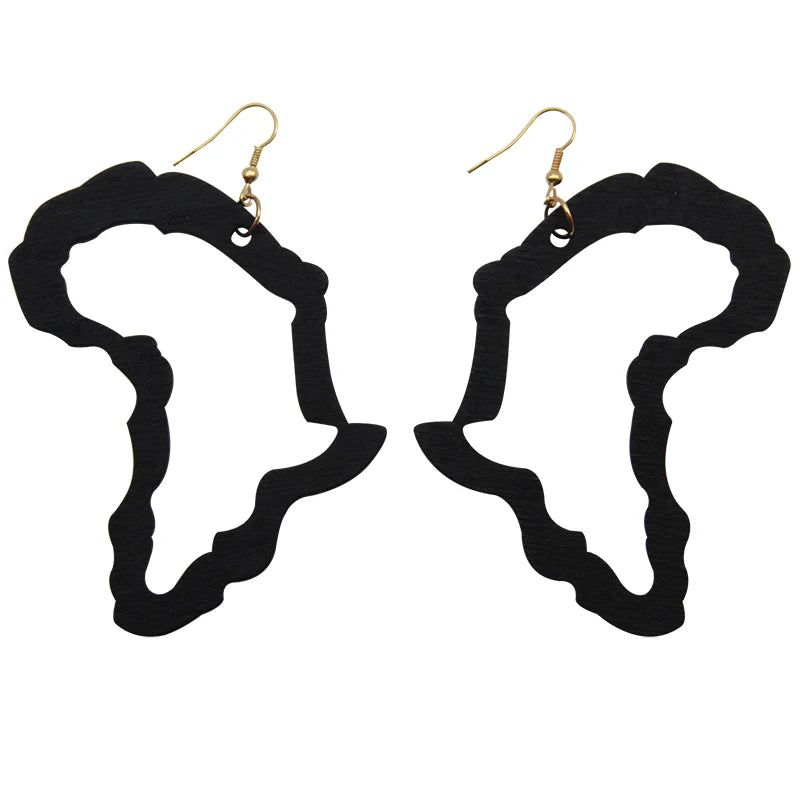 Brincos Mapa de África em Madeira – Identidade & Estilo