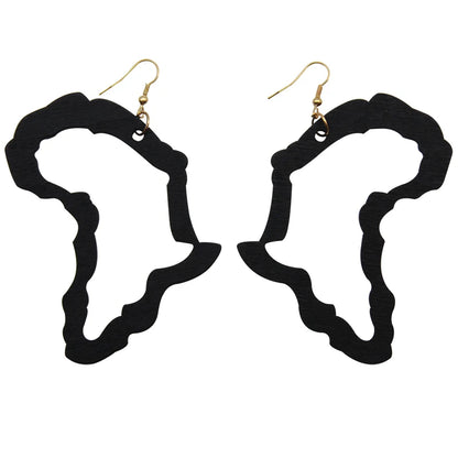 Brincos Mapa de África em Madeira – Identidade & Estilo