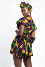 Conjunto Africano Feminino Estilo Dashiki – Blusa e Calção com Estampa Vintage