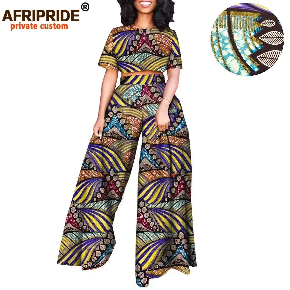 Conjunto Afripride Raízes – Blusa Curta Estampada & Calças Ankara