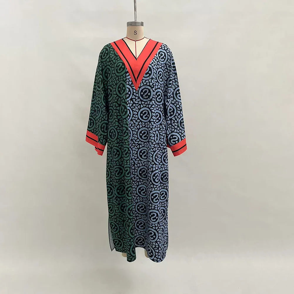 Vestido Maxi Africano Elegante – Vestido Casual Feminino para Primavera e Verão