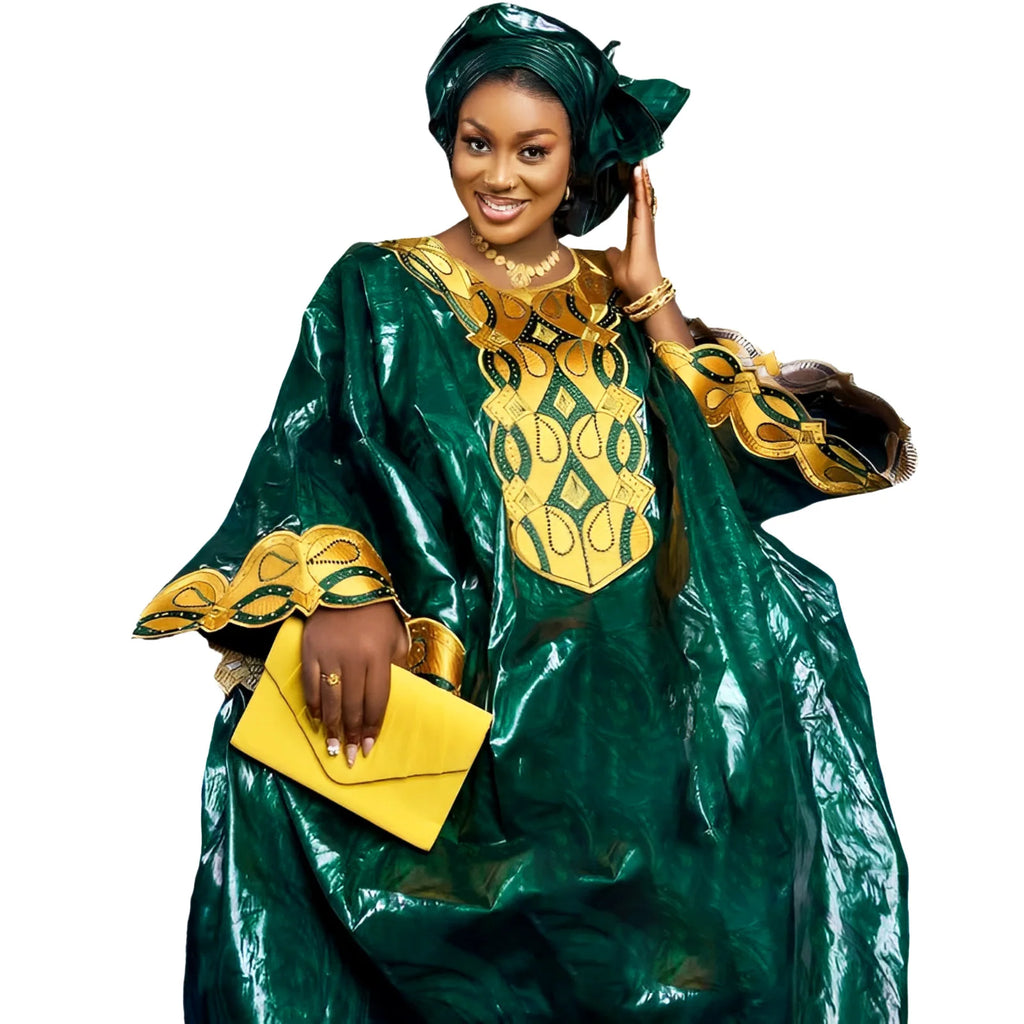 Vestido Africano Bazin Riche Bordado – Vestido Tradicional Elegante para Festas e Eventos