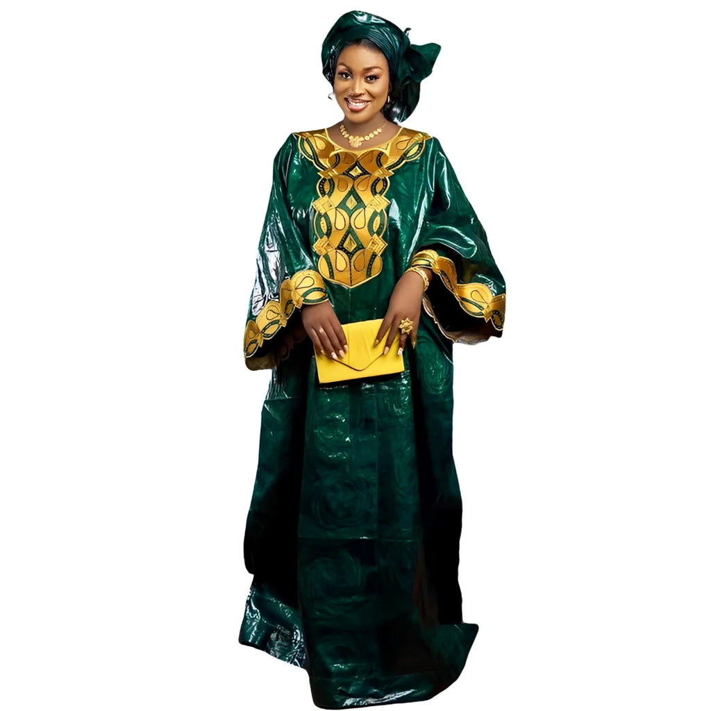 Vestido Africano Bazin Riche Bordado – Vestido Tradicional Elegante para Festas e Eventos