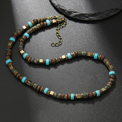 Colar Masculino Tribal com Contas de Madeira – Estilo Africano Vintage Artesanal