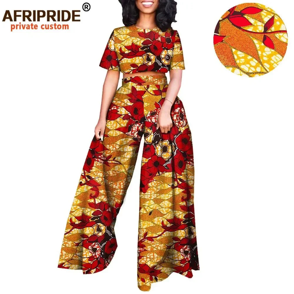Conjunto Afripride Raízes – Blusa Curta Estampada & Calças Ankara