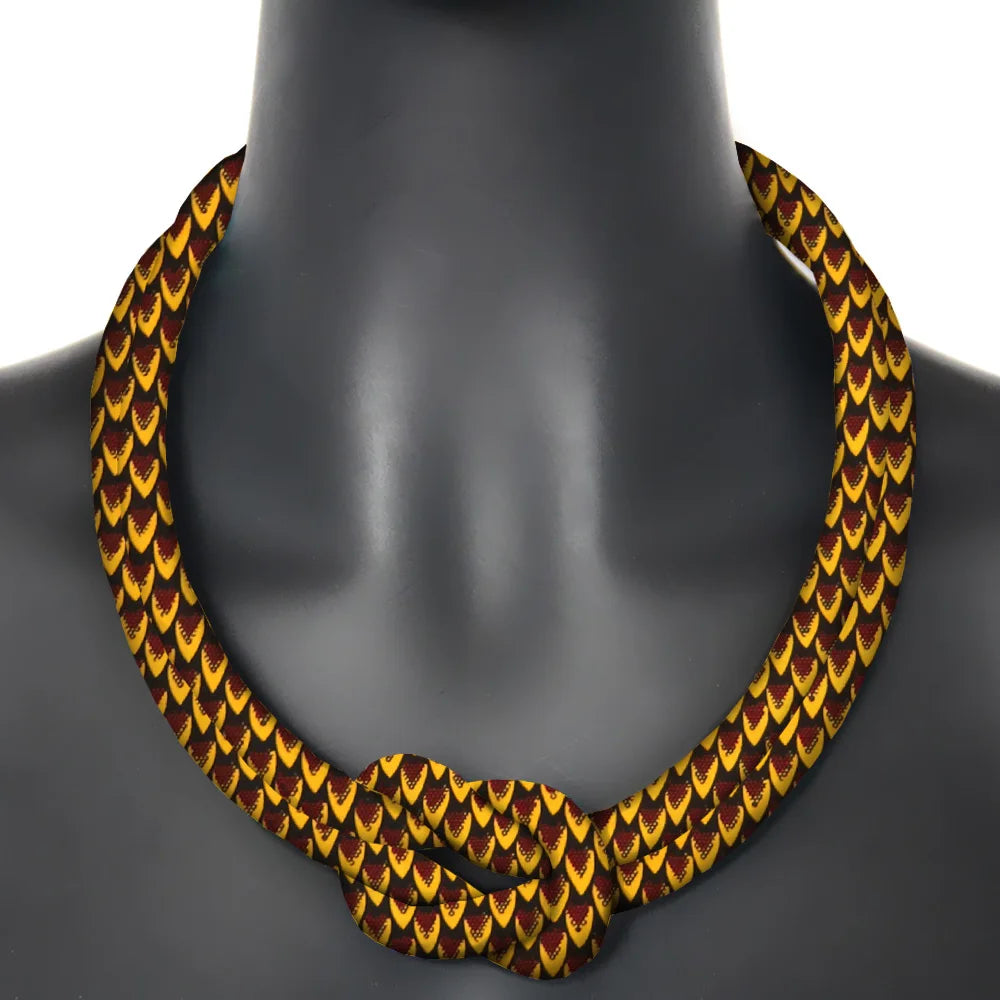 Ancestral Queen Necklace – Resin Beads with Ankara Fabric