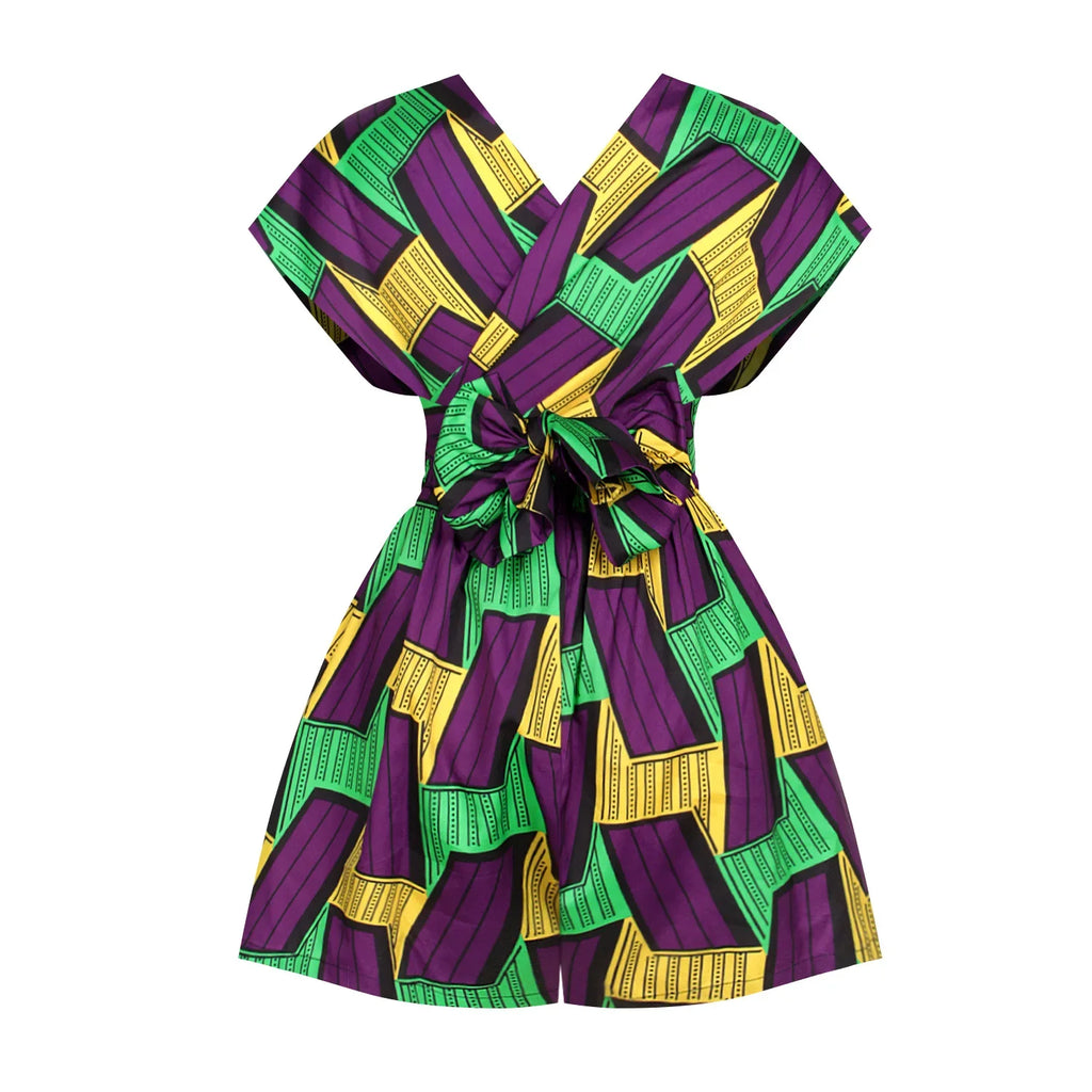 Conjunto Africano Feminino Estilo Dashiki – Blusa e Calção com Estampa Vintage