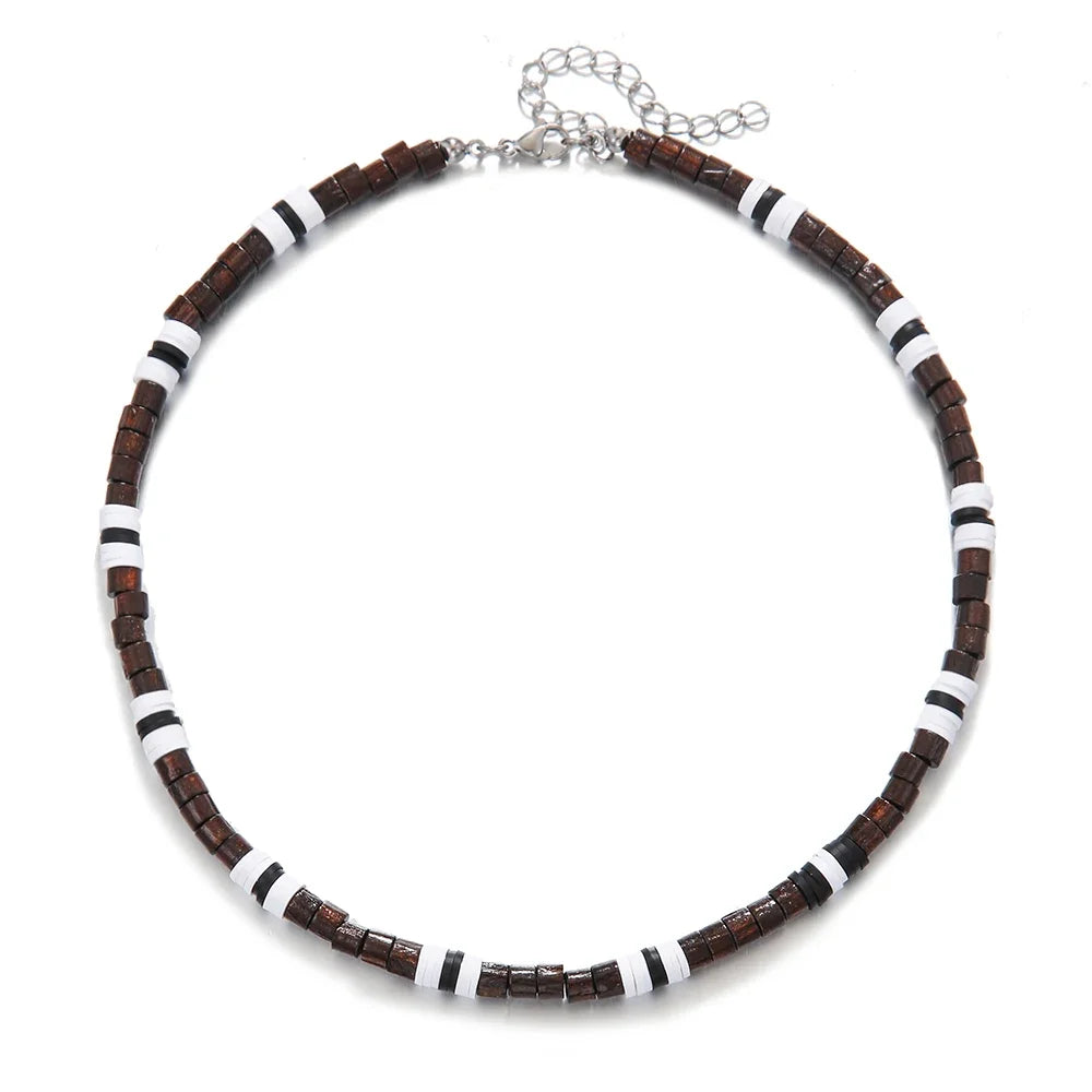 Colar Masculino Tribal com Contas de Madeira – Estilo Africano Vintage Artesanal