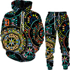 Conjunto “Tribo Urbana” – Hoodie & Calças com Estampa Étnica 3D