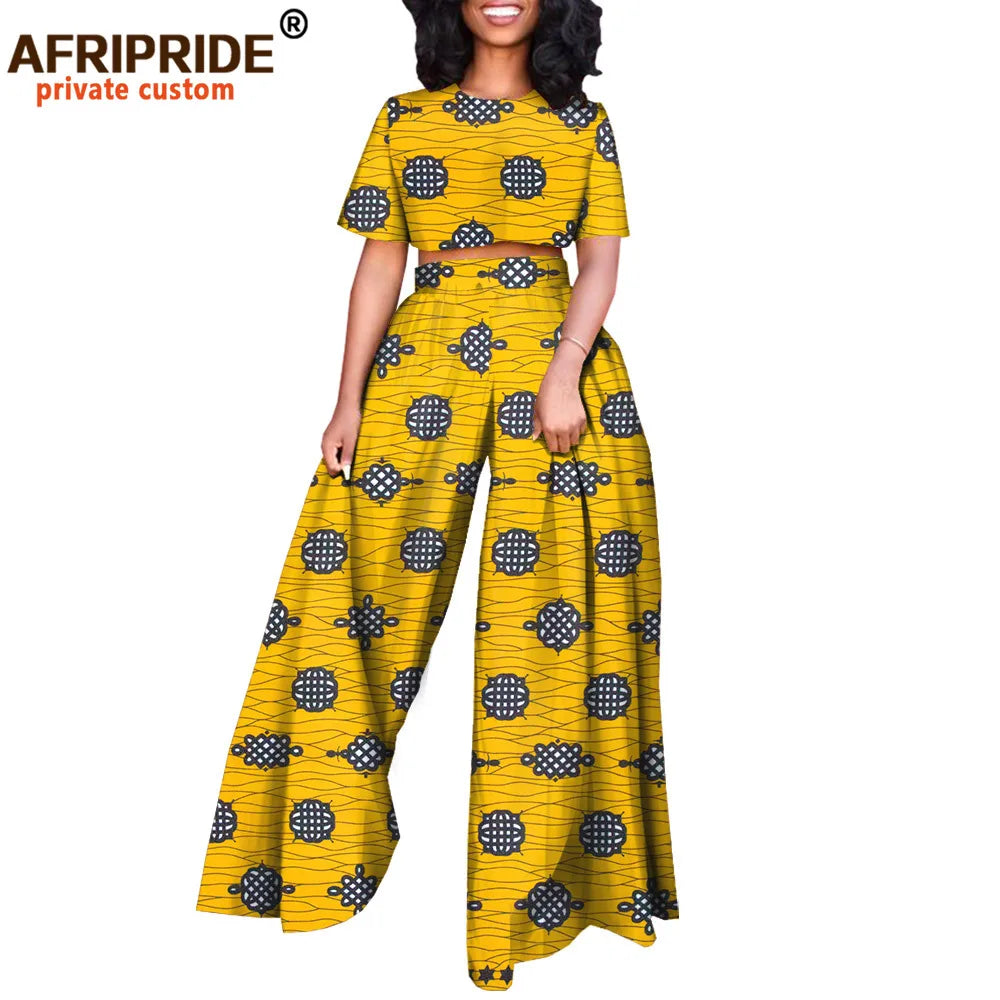 Conjunto Afripride Raízes – Blusa Curta Estampada & Calças Ankara