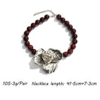 Colar Rosa Tribal – Impacto Africano em Vermelho & Preto