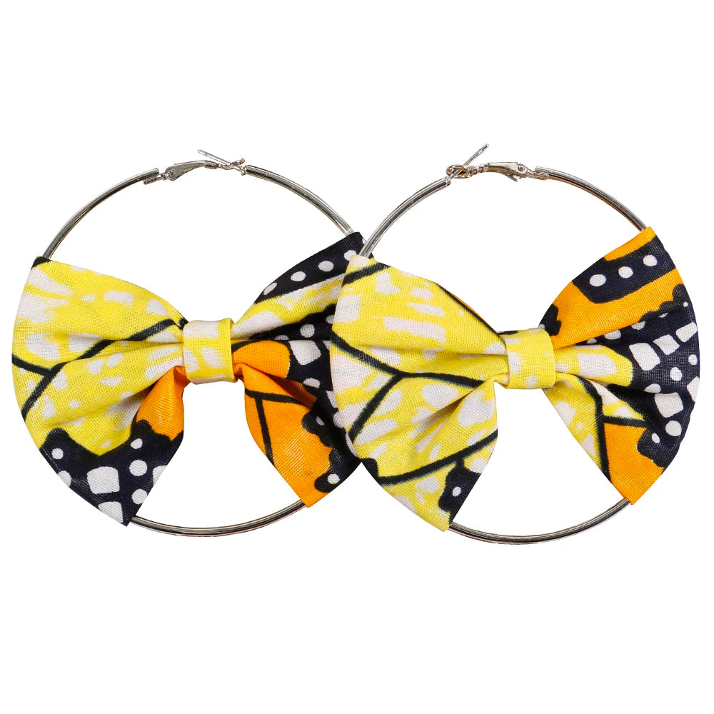 African Essence Earrings – Handmade Circles in Wax Fabric