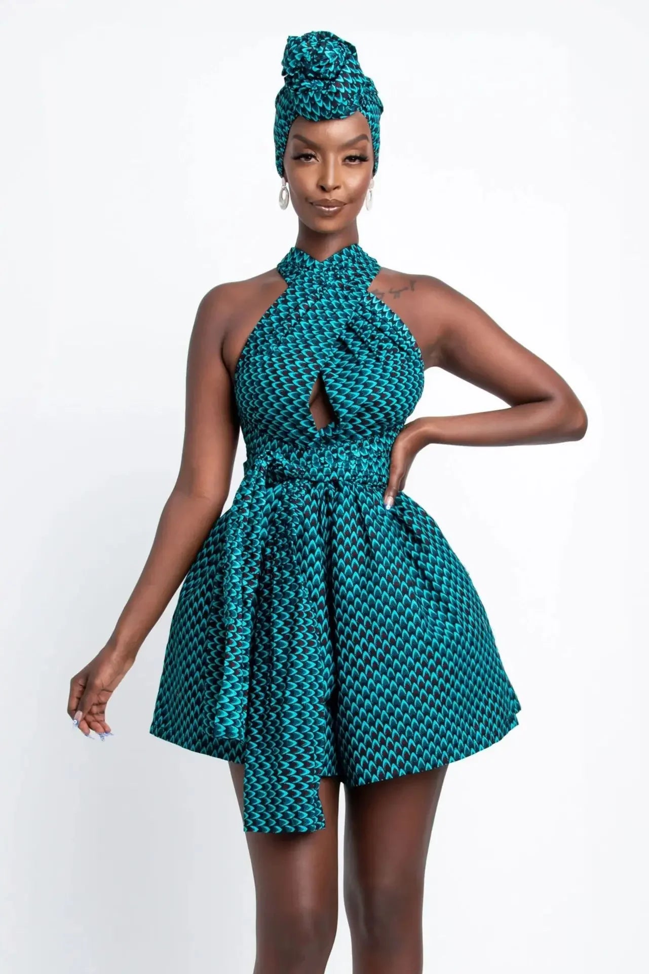 Conjunto Africano Feminino Estilo Dashiki – Blusa e Calção com Estampa Vintage