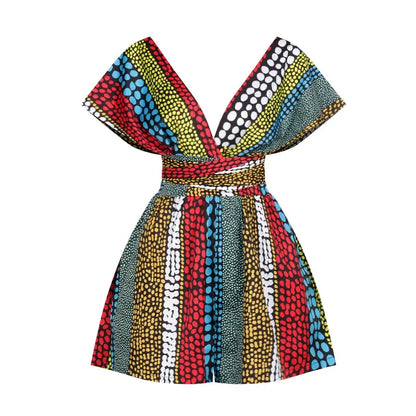 Conjunto Africano Feminino Estilo Dashiki – Blusa e Calção com Estampa Vintage
