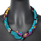 Ancestral Queen Necklace – Resin Beads with Ankara Fabric