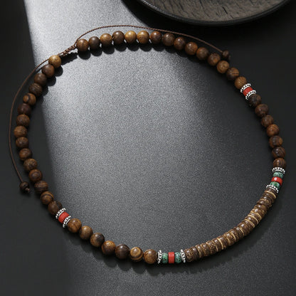 Colar Masculino Tribal com Contas de Madeira – Estilo Africano Vintage Artesanal