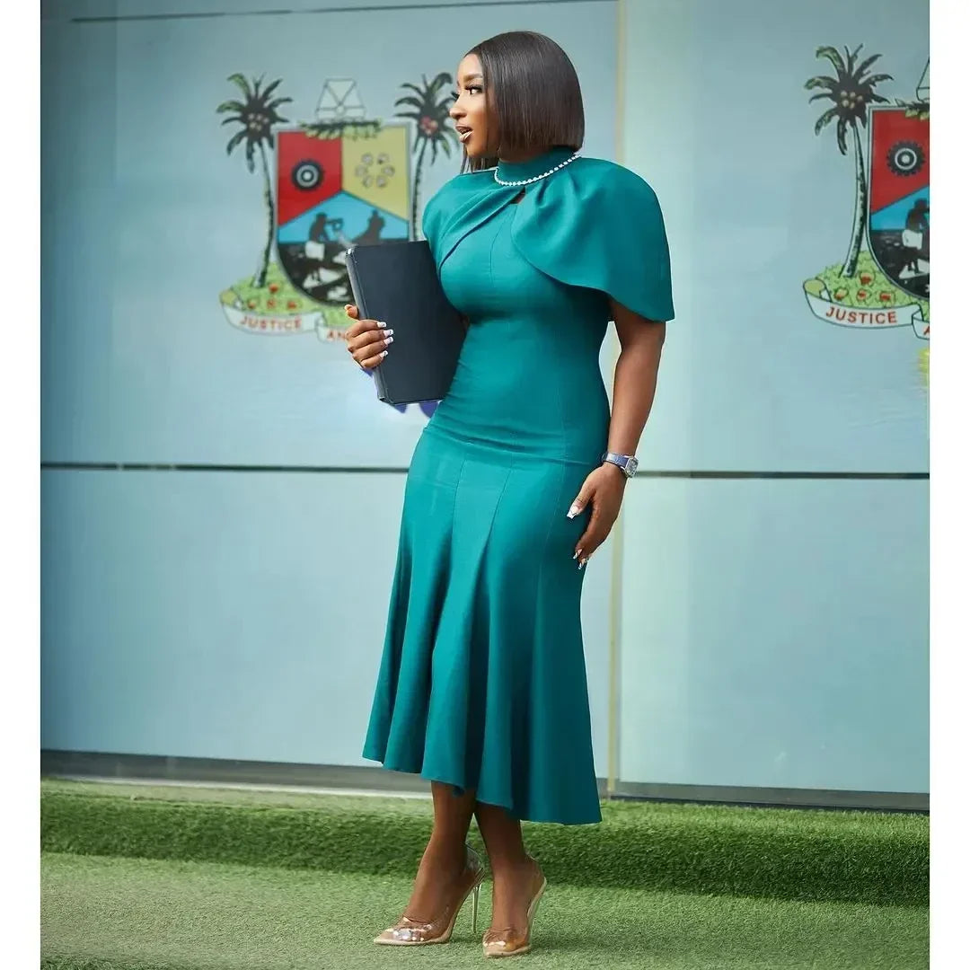 Vestido Africano Elegante Estilo Sereia – O Equilíbrio Perfeito Entre Sofisticação e Modéstia