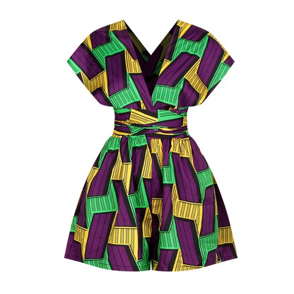 Conjunto Africano Feminino Estilo Dashiki – Blusa e Calção com Estampa Vintage