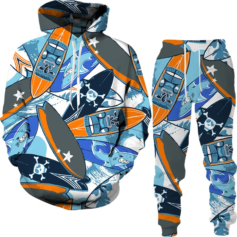 Conjunto “Tribo Urbana” – Hoodie & Calças com Estampa Étnica 3D