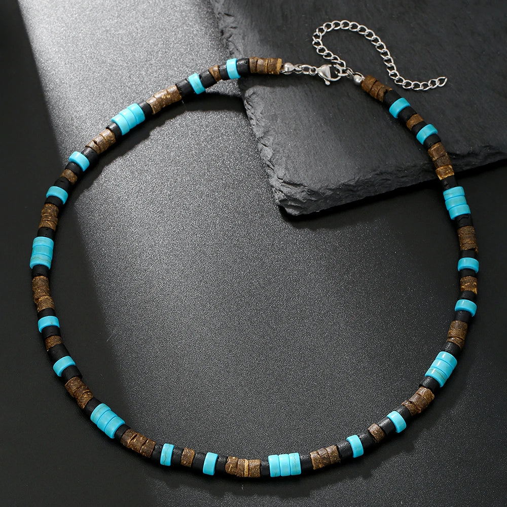 Colar Masculino Tribal com Contas de Madeira – Estilo Africano Vintage Artesanal