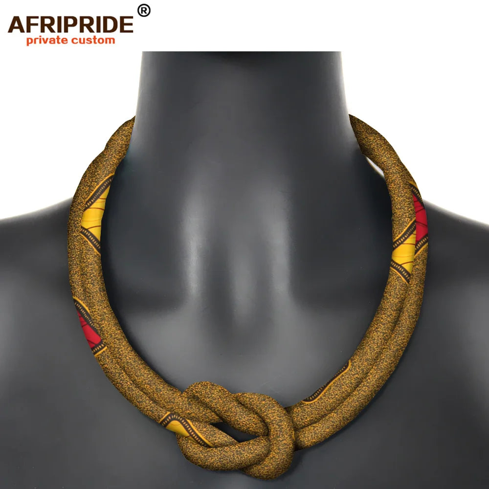 Ancestral Queen Necklace – Resin Beads with Ankara Fabric