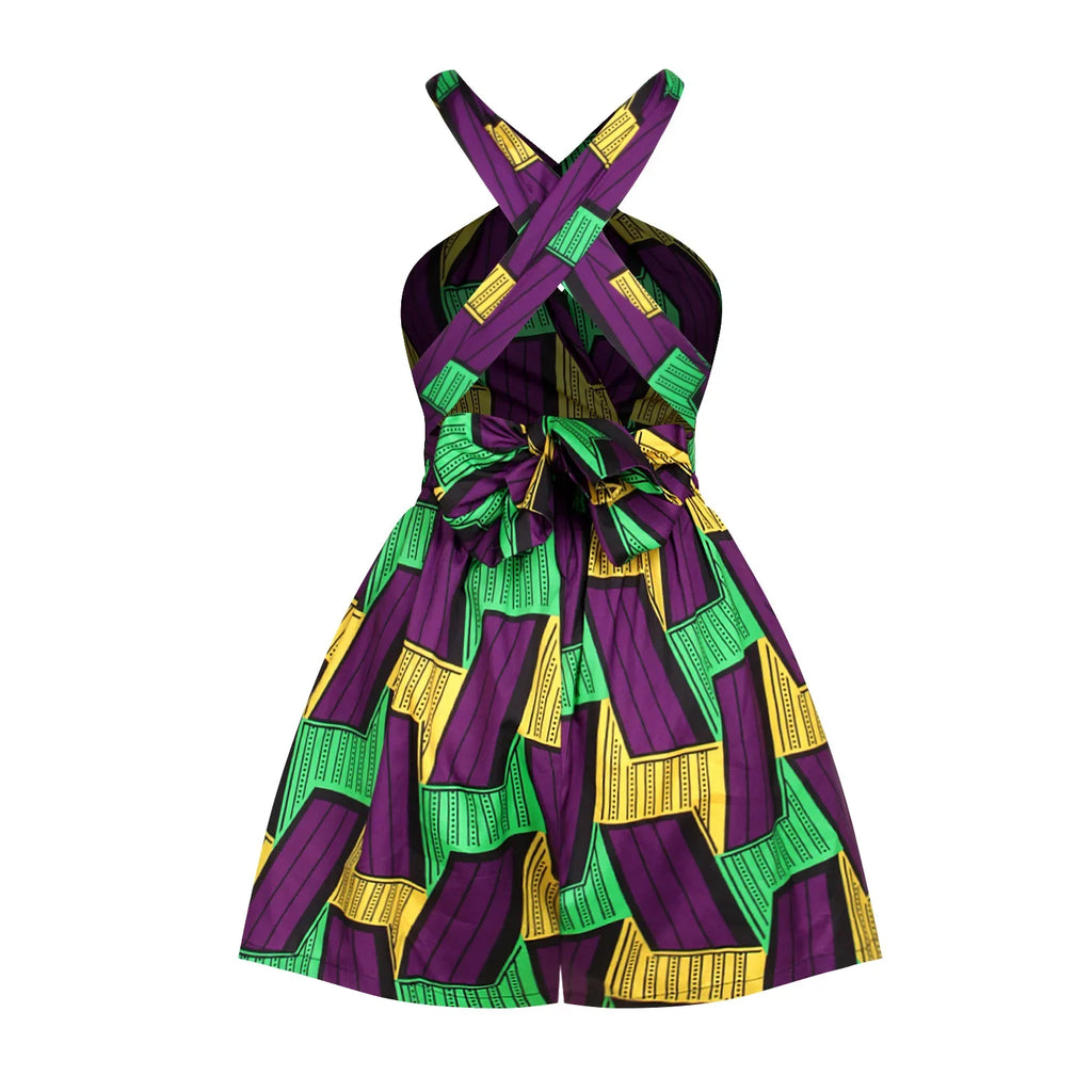 Conjunto Africano Feminino Estilo Dashiki – Blusa e Calção com Estampa Vintage