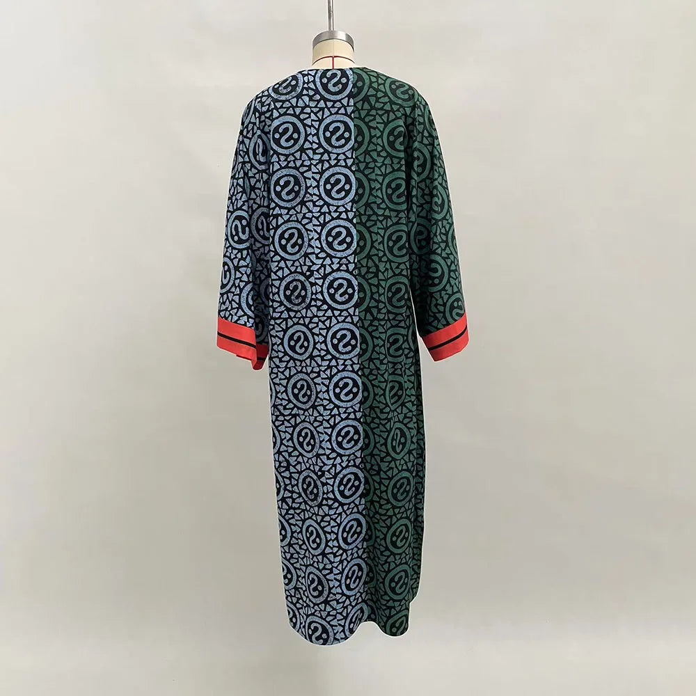 Vestido Maxi Africano Elegante – Vestido Casual Feminino para Primavera e Verão