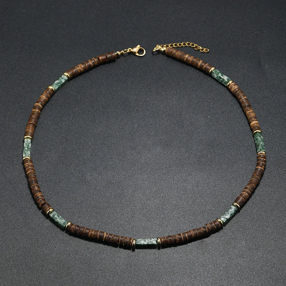 Colar Masculino Tribal com Contas de Madeira – Estilo Africano Vintage Artesanal