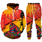 Conjunto “Raízes Vibrantes” – Hoodie & Calças com Estampa Africana Retro