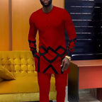 Urban Sahara Suit – African Geometry in Beige 