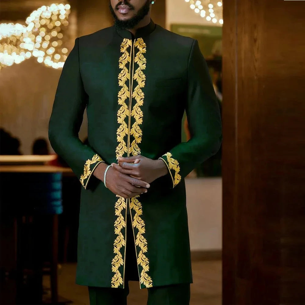 Conjunto Africano Masculino Casual – Camisa e Calças Elegantes para Primavera e Verão