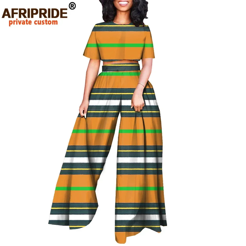 Conjunto Afripride Raízes – Blusa Curta Estampada & Calças Ankara