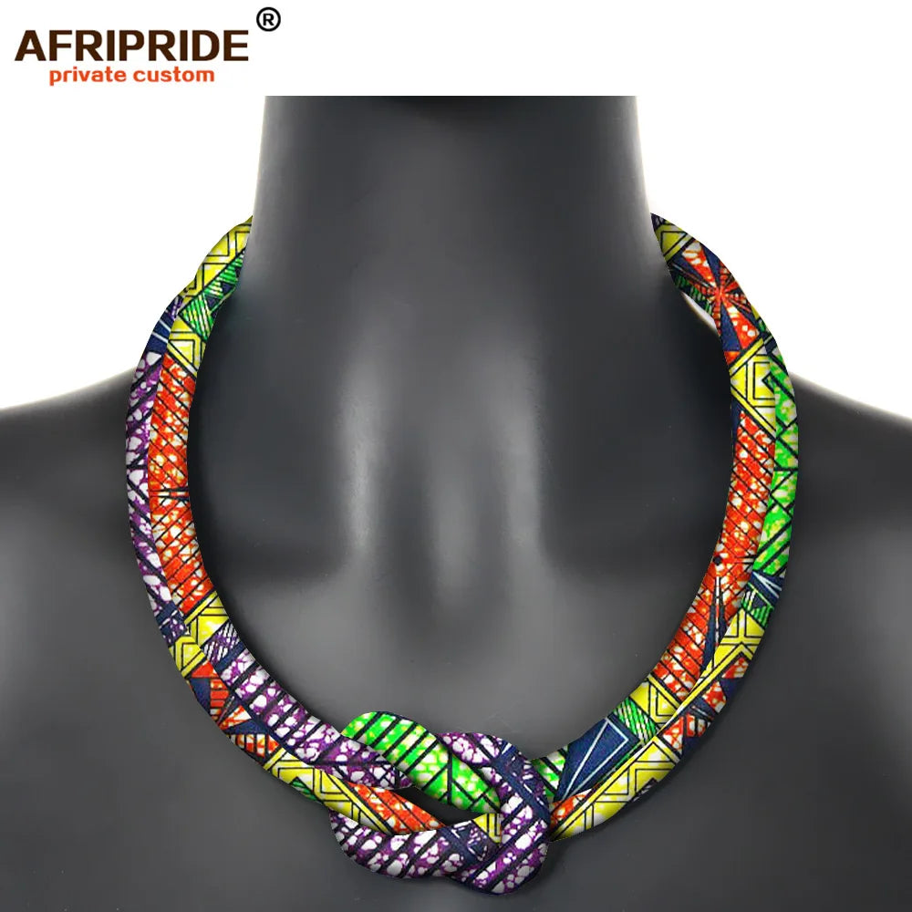 Ancestral Queen Necklace – Resin Beads with Ankara Fabric