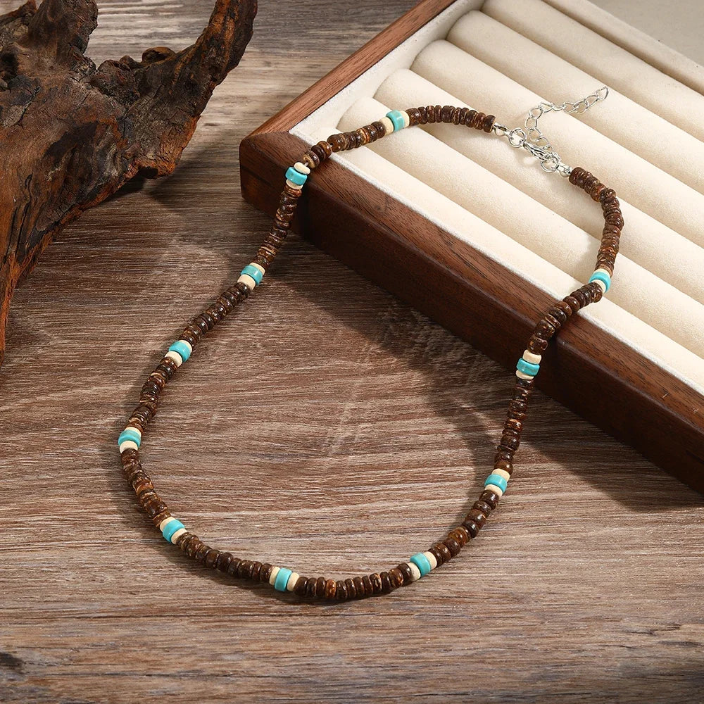 Colar Masculino Tribal com Contas de Madeira – Estilo Africano Vintage Artesanal